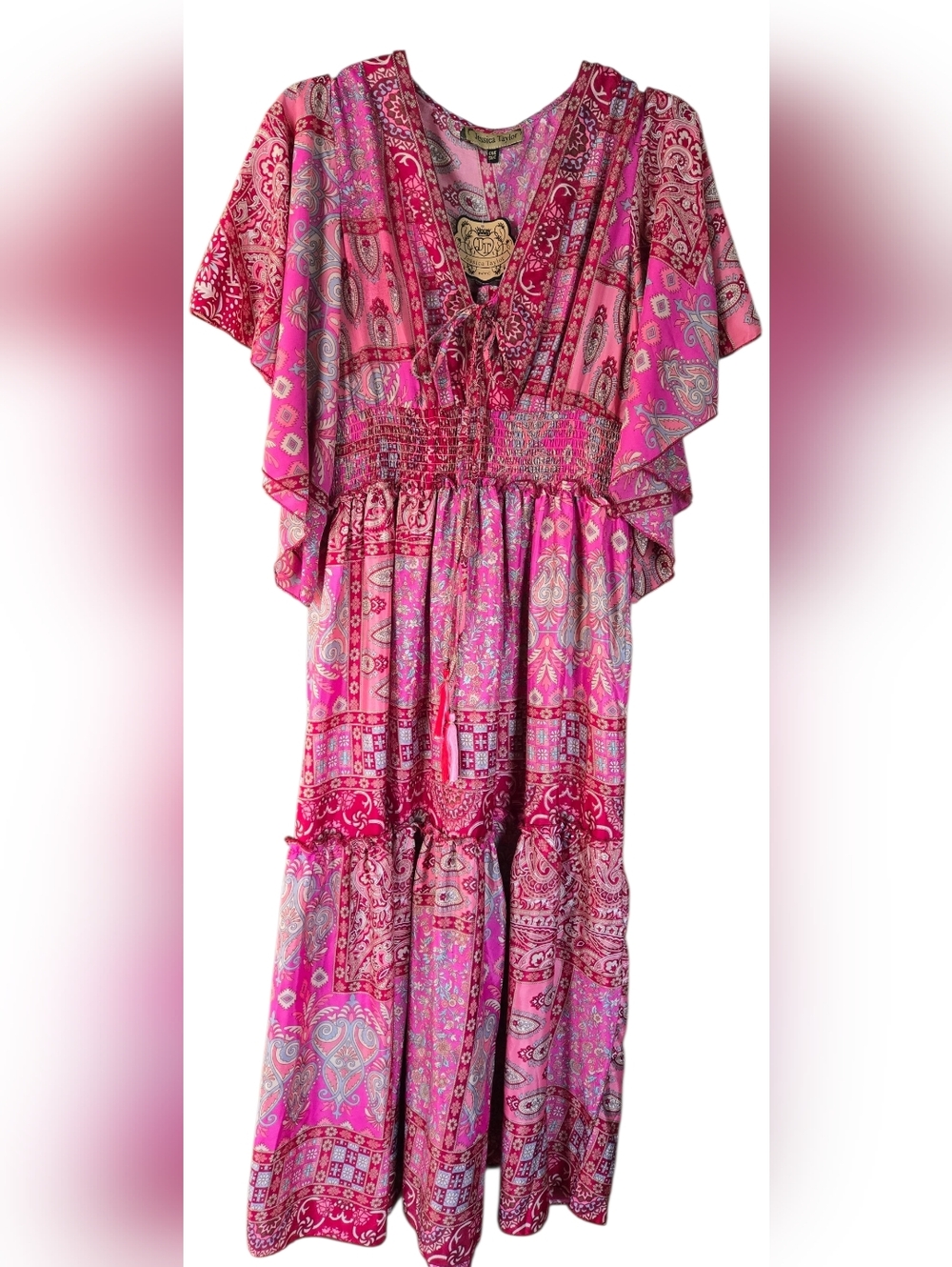 Jessica Taylor Pink And Magenta Paisley Maxi Dress